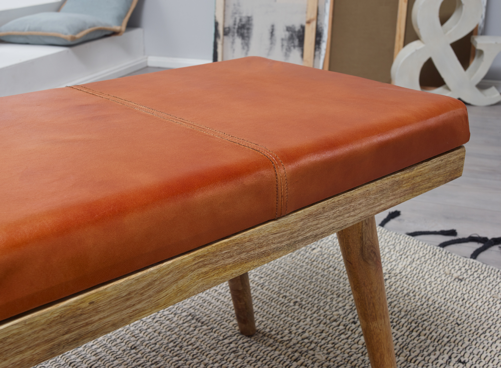 Sitzbank Blonduos Mango Massivholz Braun 100 × 38 × 52 cm