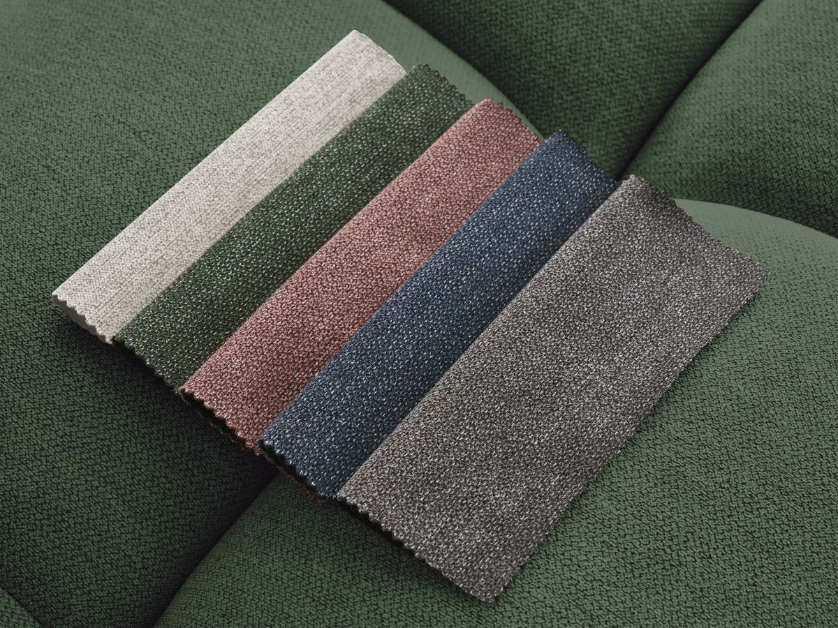 Bobochic Mont-blanc Sofa 5-Sitzer mit Pouf Melange-Stoff Grün Armlehne links