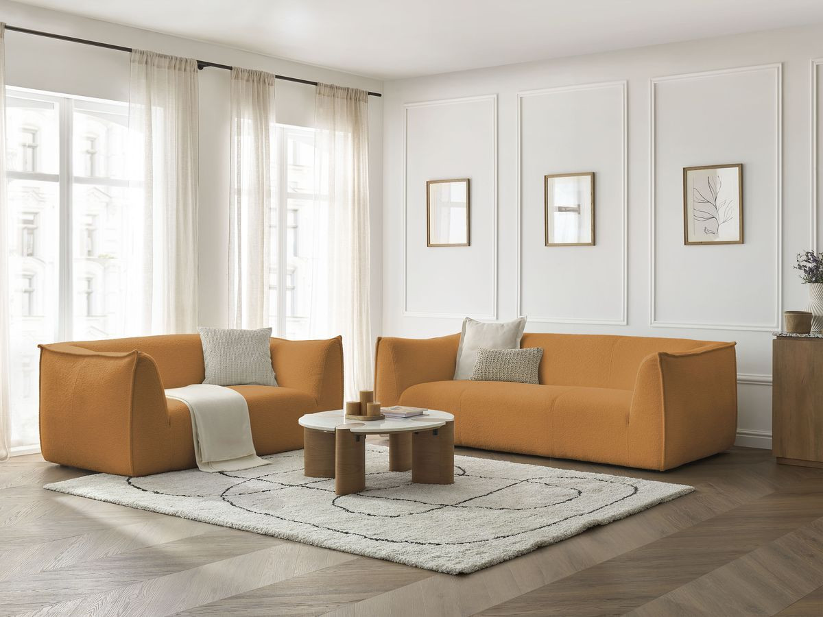 Bobochic Giorgia Sofa 5-Sitzer 412 × 100 cm Bouclé-Stoff Gelb