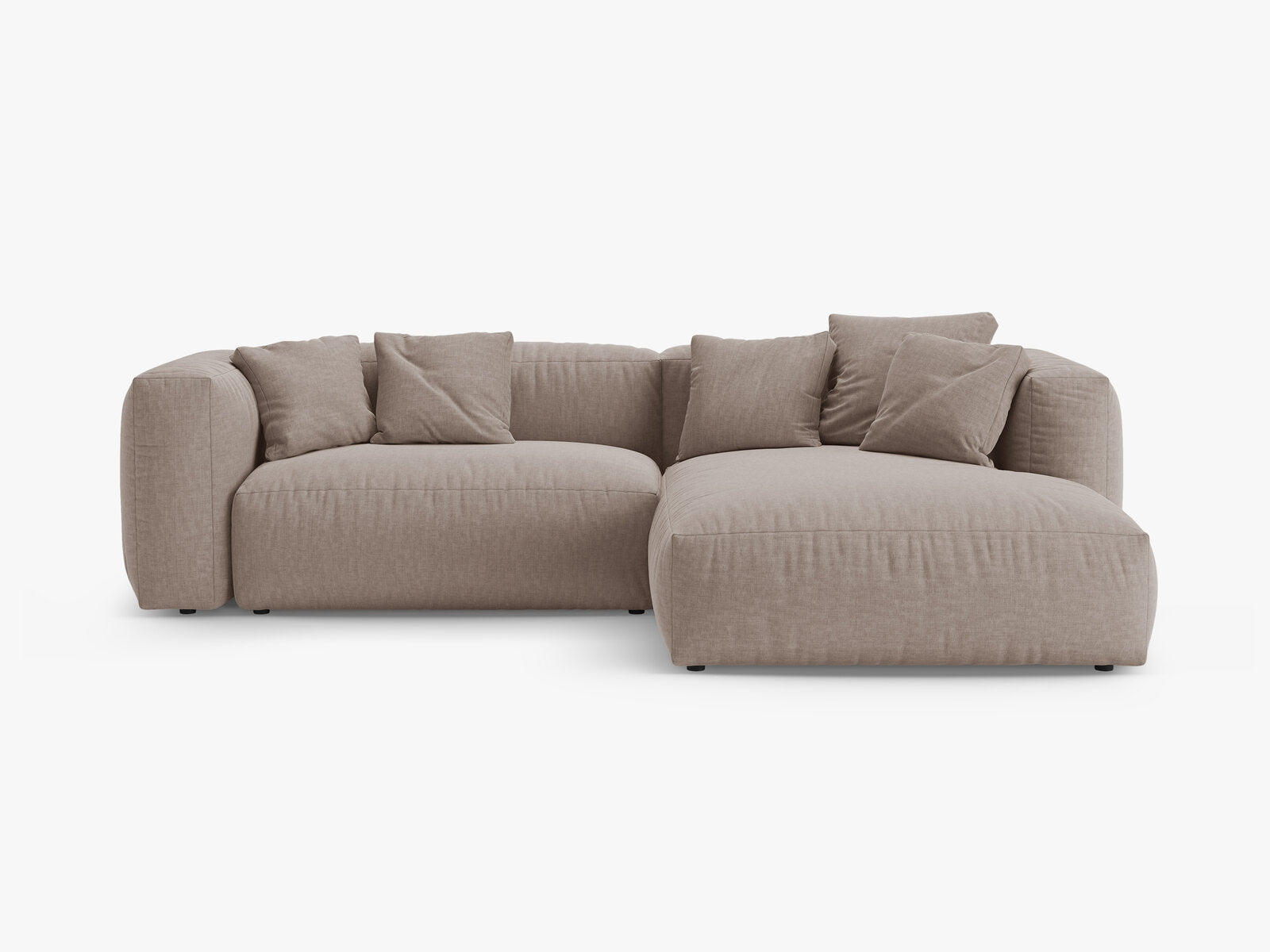Micadoni Martina Ecksofa 4-Sitzer mit Schlaffunktion Rechts Strukturierter Stoff Boston Dunkelbeige