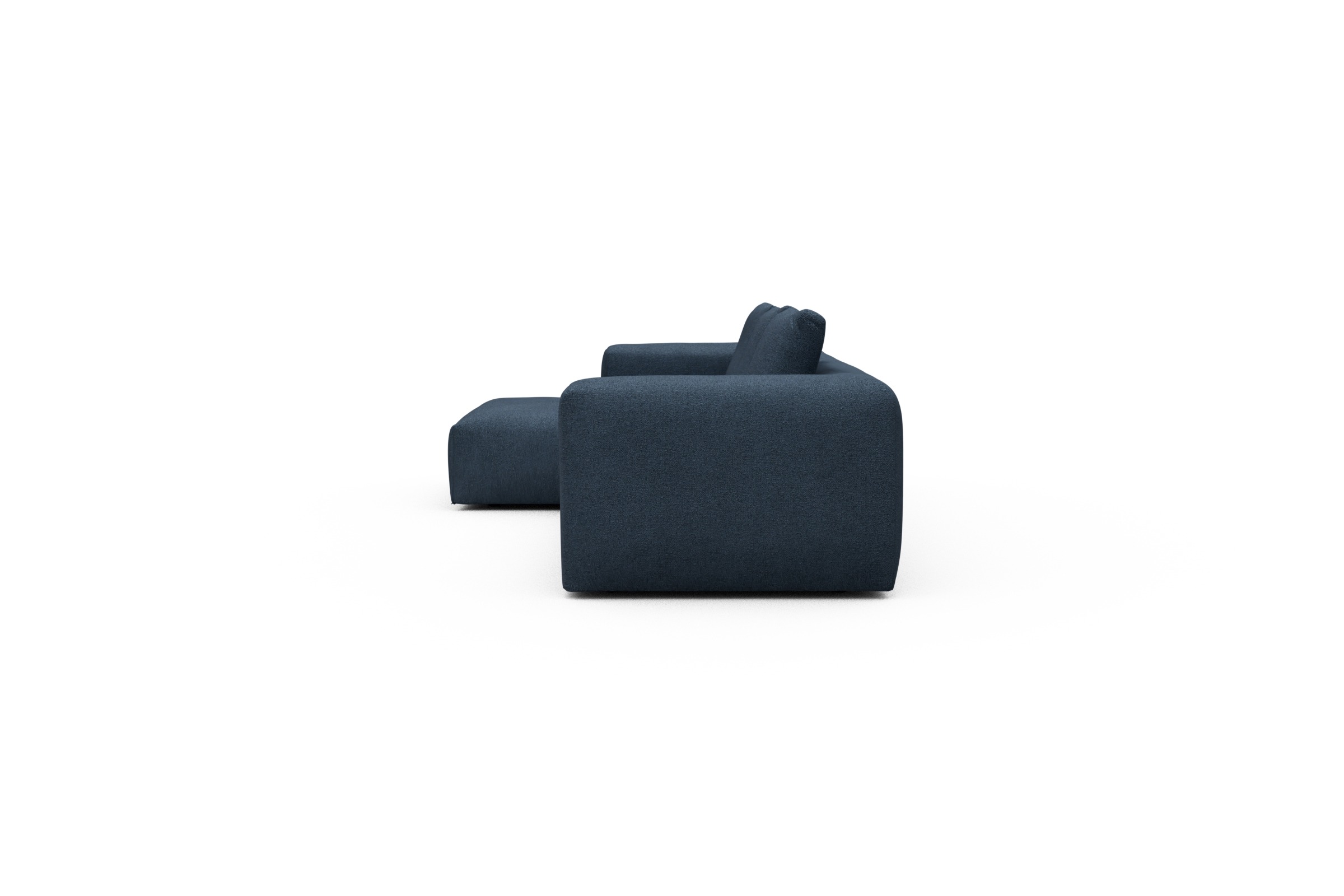 Ecksofa Fred Chaiselongue links mit 2,5-Sitzer Boucle-Blue