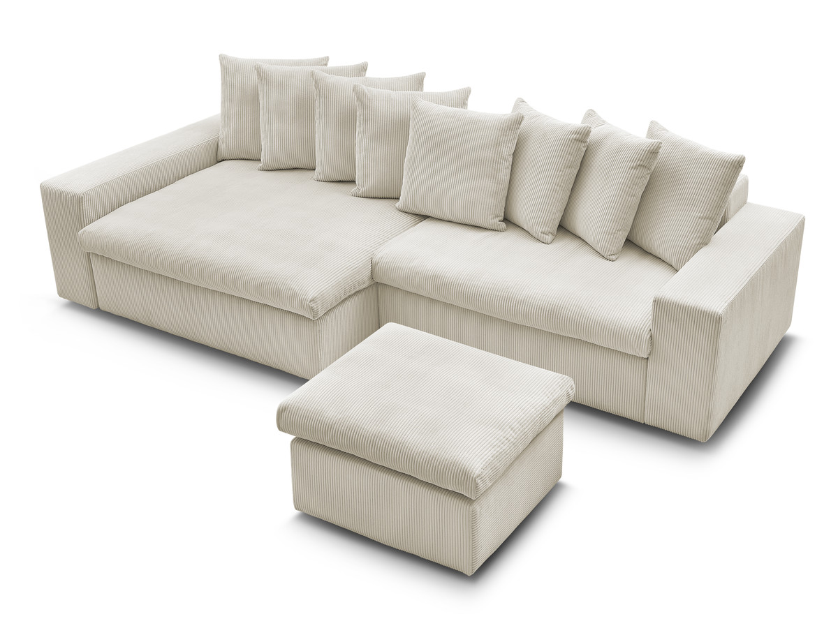 Bobochic Enore Ecksofa mit Pouf Cordsamt Beige Ecke links