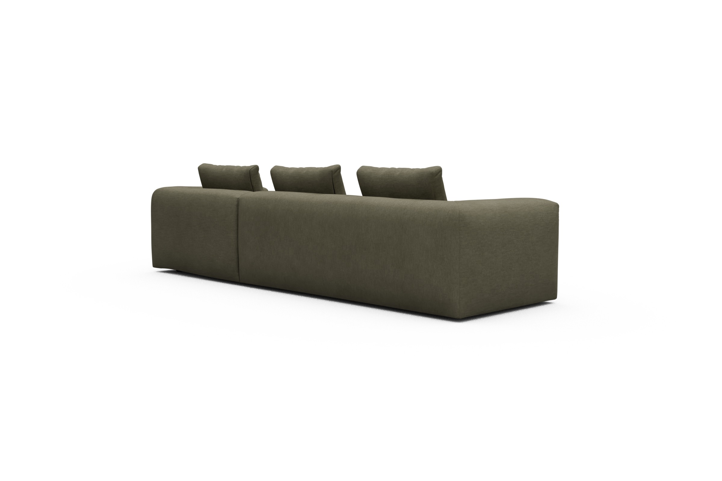 Ecksofa Fred Chaiselongue rechts mit 2,5-Sitzer Vivus-Dusty-Olive