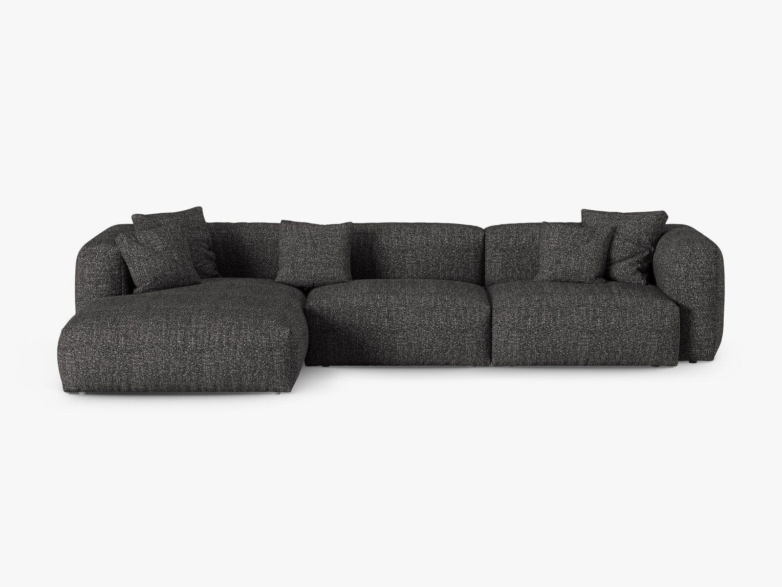 Micadoni Ecksofa Martina 3-Sitzer 90cm Sitztiefe Links Boucle Monet Anthrazit