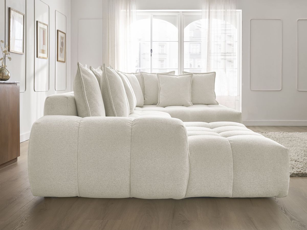 Bobochic Everest Wohnlandschaft, 14 Kissen Melange-Stoff Weiß Ecke links