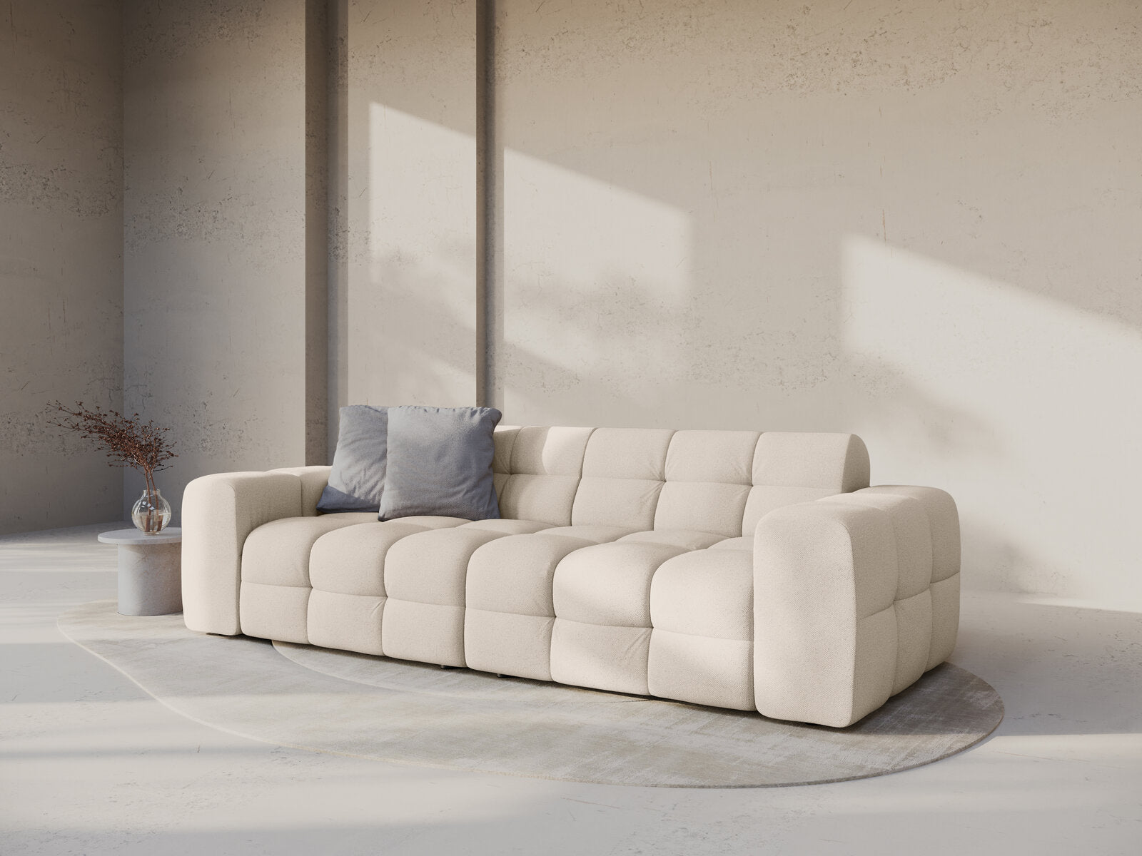 Micadoni Sofa Kendal 4-Sitzer Strukturierter Stoff Beige