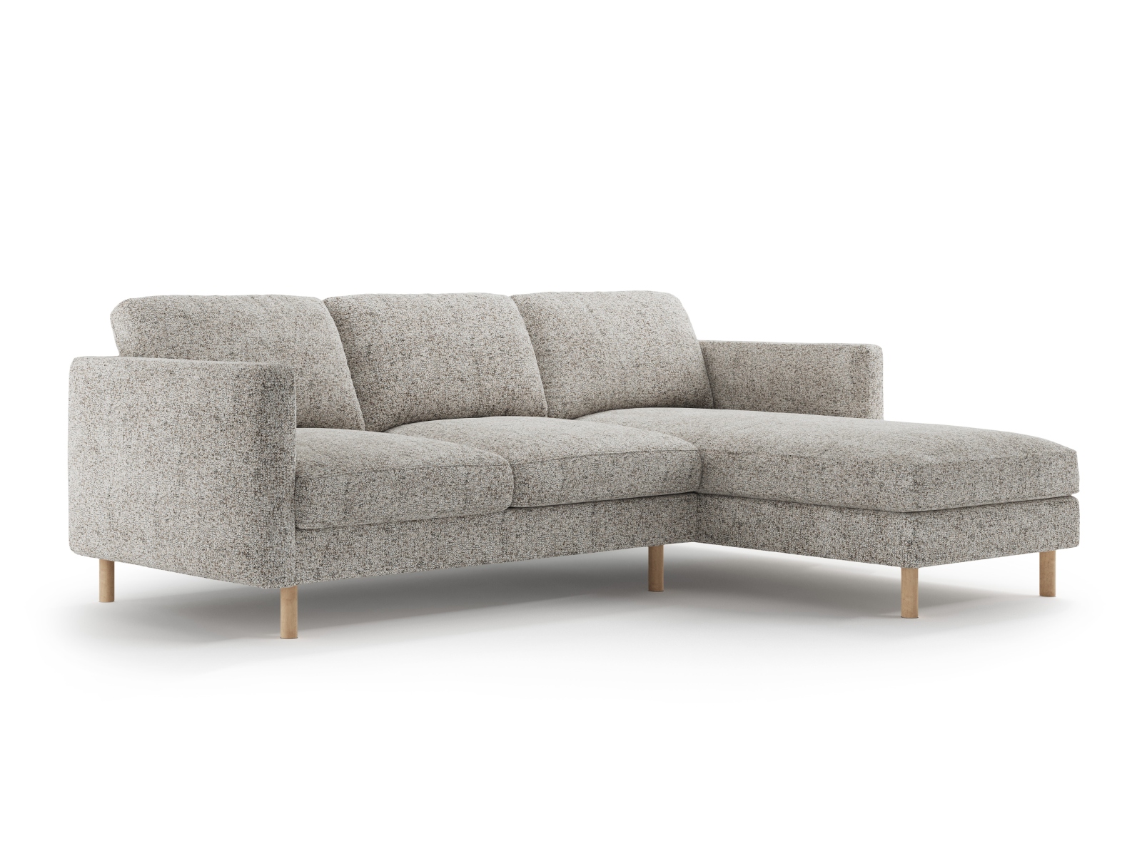 Micadoni Ecksofa Eden Groß 3-Sitzer Rechts Strukturierter Stoff Beige Melange
