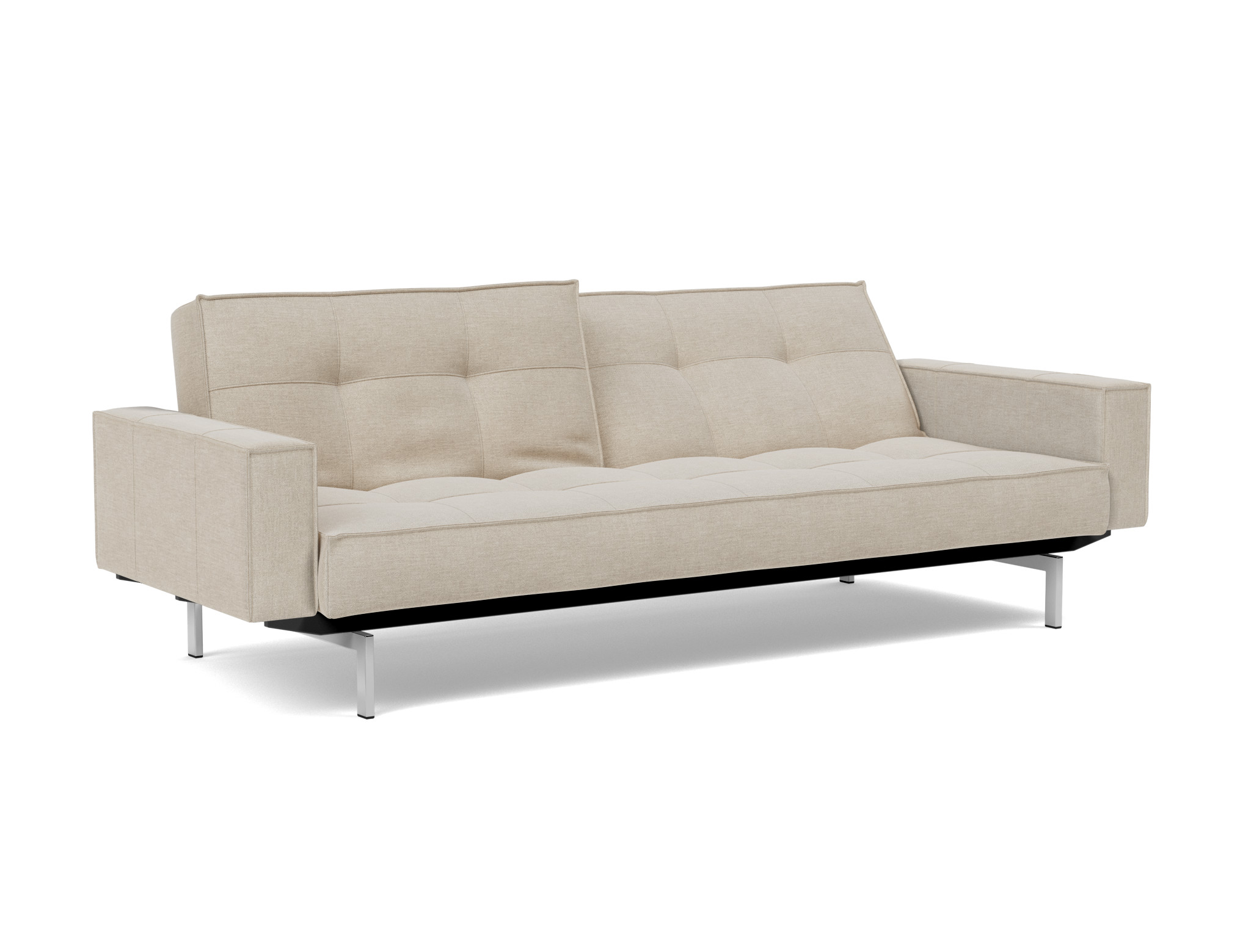 Schlafsofa Splitback mit Armlehnen Flachgewebe Phobos 586-Latte Beine Chrom