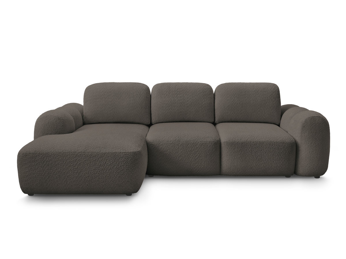 Bobochic Montaigne Ecksofa mit Schlaffunktion und Bettkasten 276 × 164 cm Bouclé-Stoff Braun Ecke links