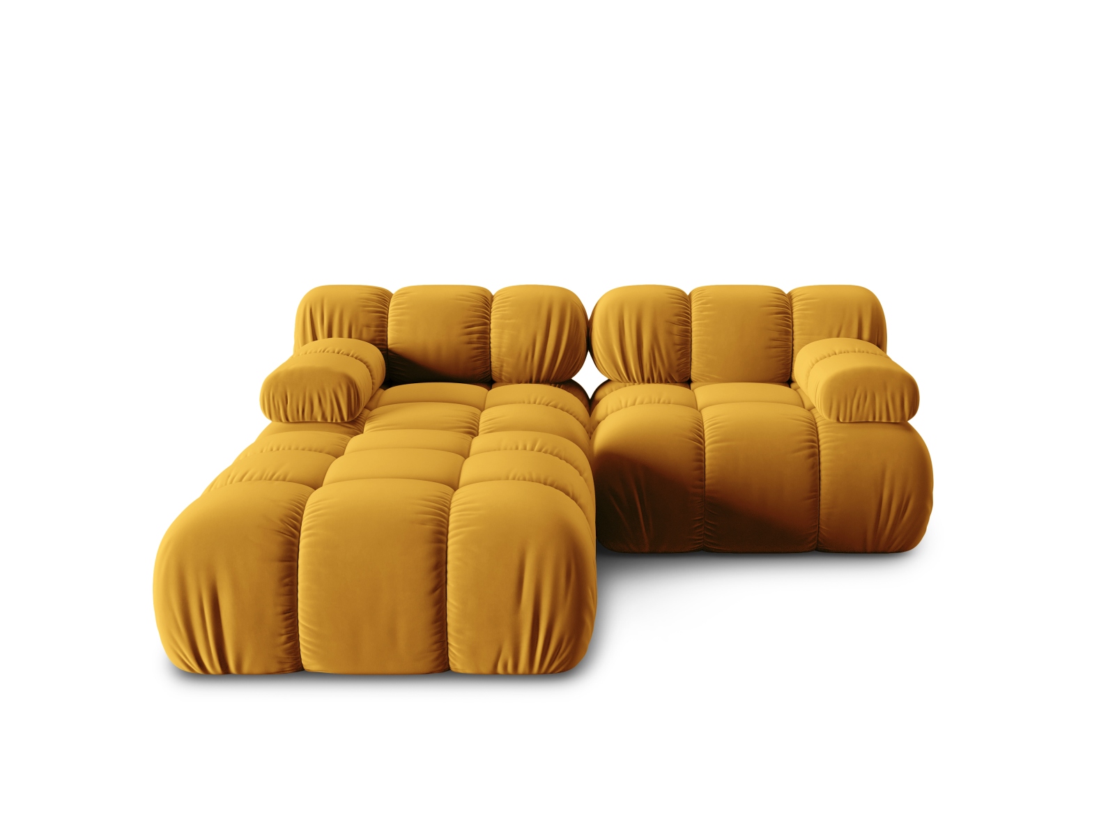 Micadoni Modulares Sofa Bellis 3-Sitzer mit flachem Modul Samt Bluvel Gelb