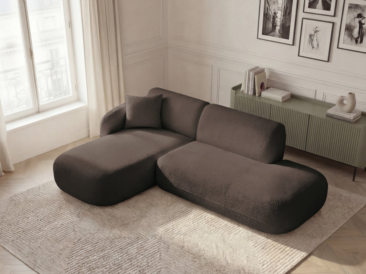 Bobochic Anda Ecksofa 241 × 163 cm Chenille Braun Ecke links