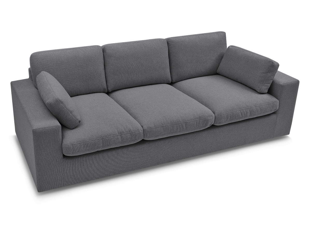 Bobochic Belair Sofa 3-Sitzer 220 × 93 cm Stoff Dunkelgrau