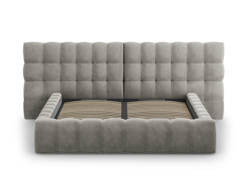 Cosmopolitan Design Stauraumbett mit doppeltem Kopfteil Bali 160x200 Samt Bluvel Hellgrau