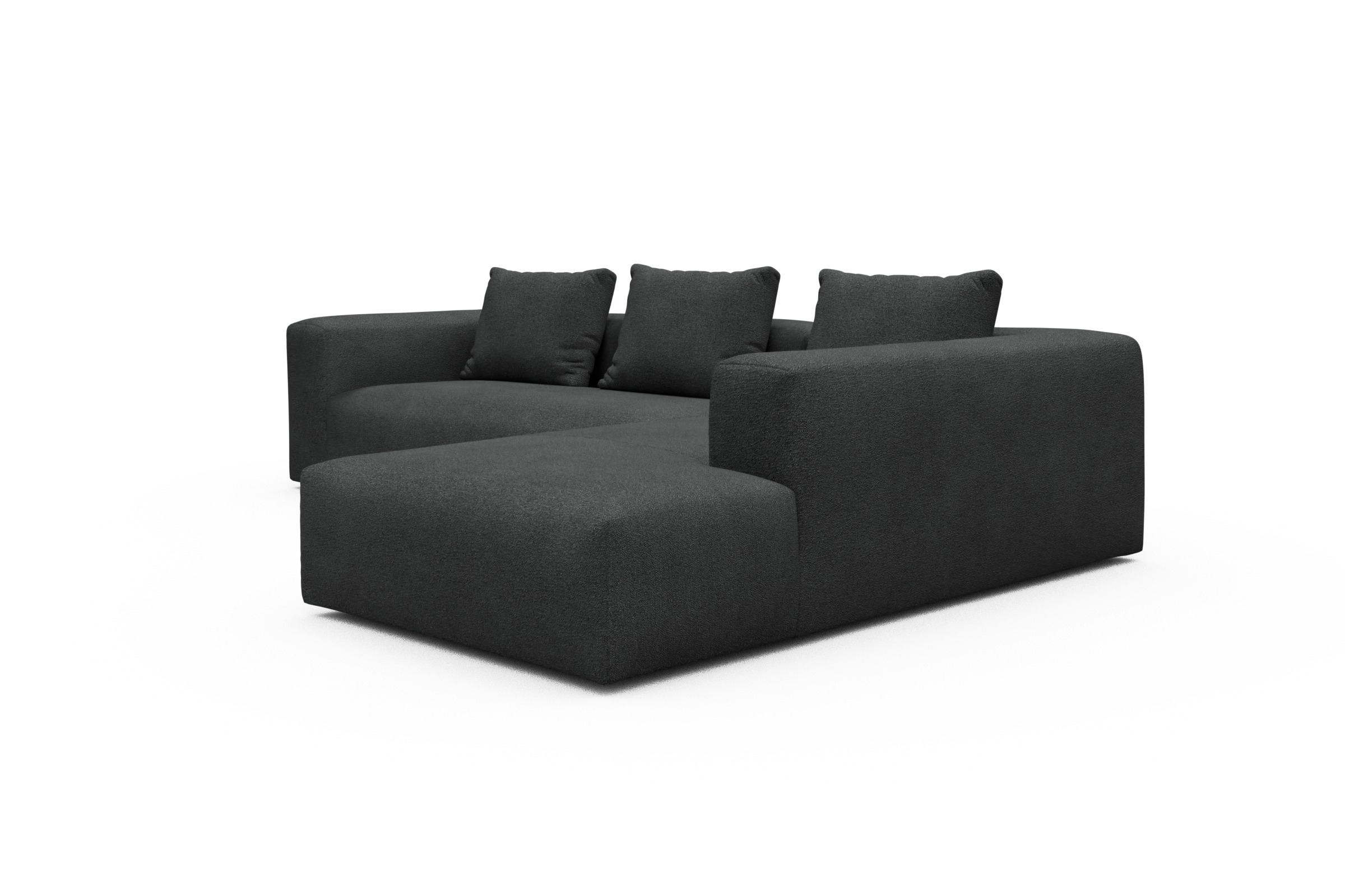 Ecksofa Fred Relax-Ecke rechts mit 2,5-Sitzer Boucle-Charcoal