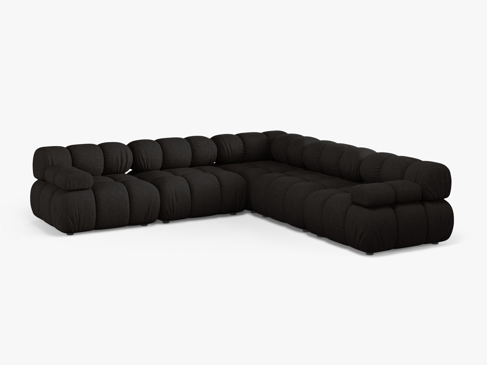 Micadoni Symmetrisches Ecksofa Bellis 5-Sitzer Strukturierter Stoff Liberty Schwarz