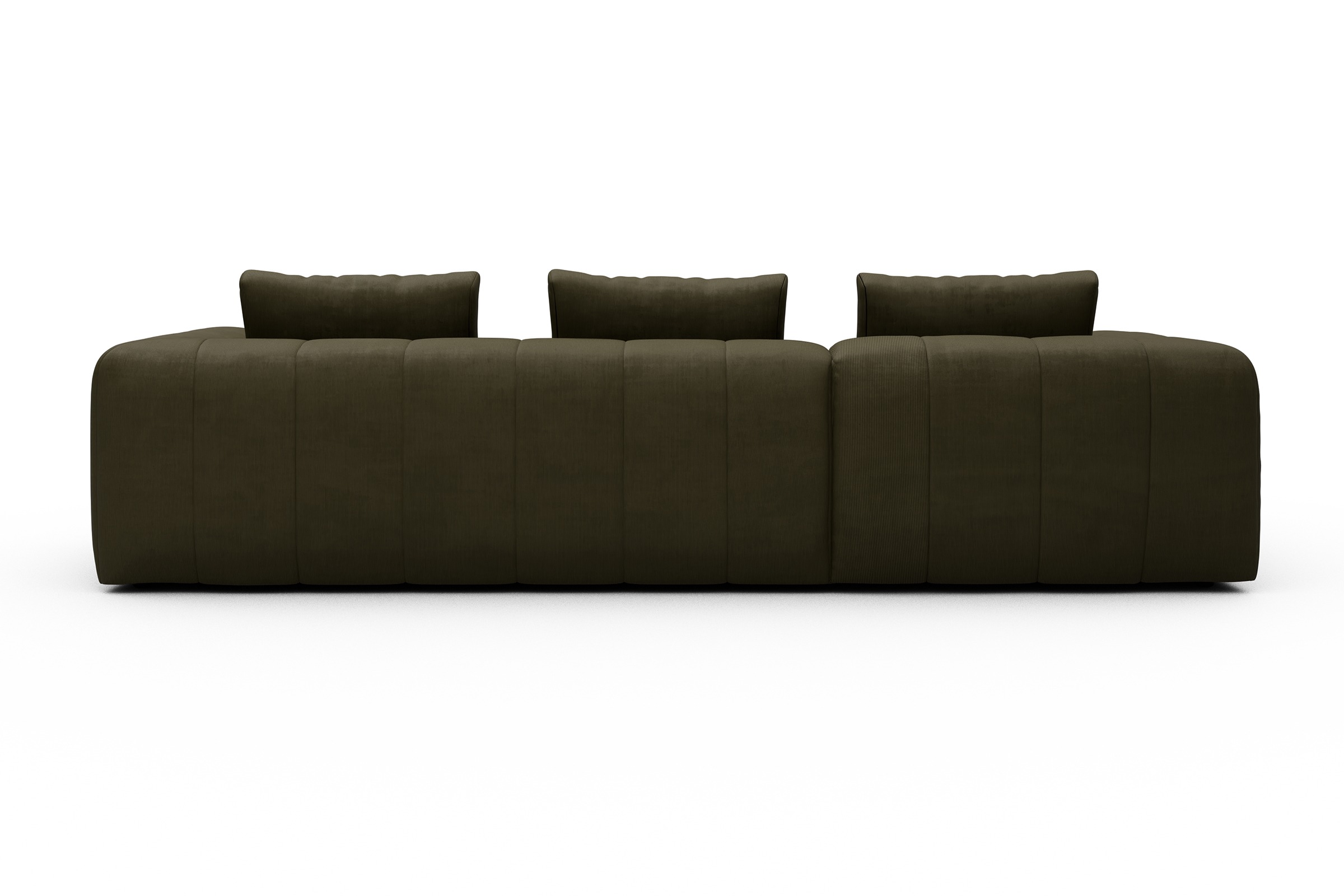 Ecksofa Hugo 2,5-Sitzer Armlehne rechts mit Chaiselongue Cordufine-Pine-Green