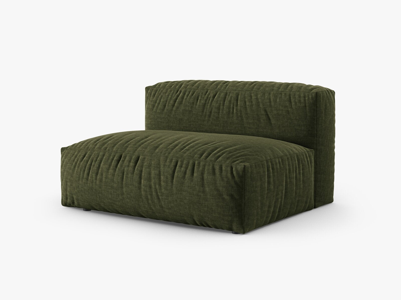 Micadoni Eckmodul mit Armlehne Martina 1-Sitzer Groß 90cm Sitztiefe Links Strukturierter Stoff Boston Grün