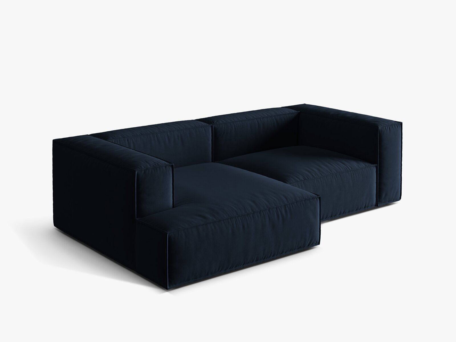 Micadoni Ecksofa Nuria 3-Sitzer Links Samt Dunkelblau