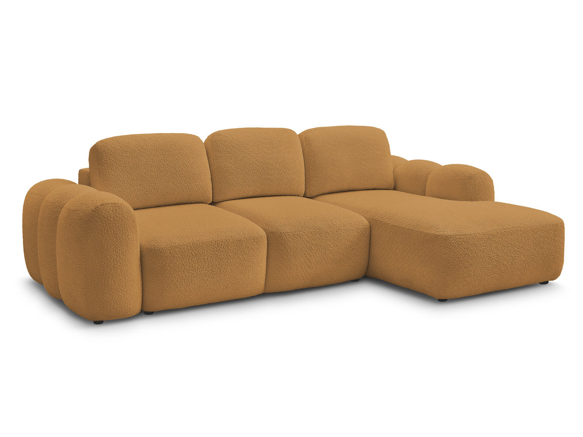 Bobochic Montaigne Ecksofa mit Schlaffunktion und Bettkasten 276 × 164 cm Bouclé-Stoff Gelb Ecke rechts