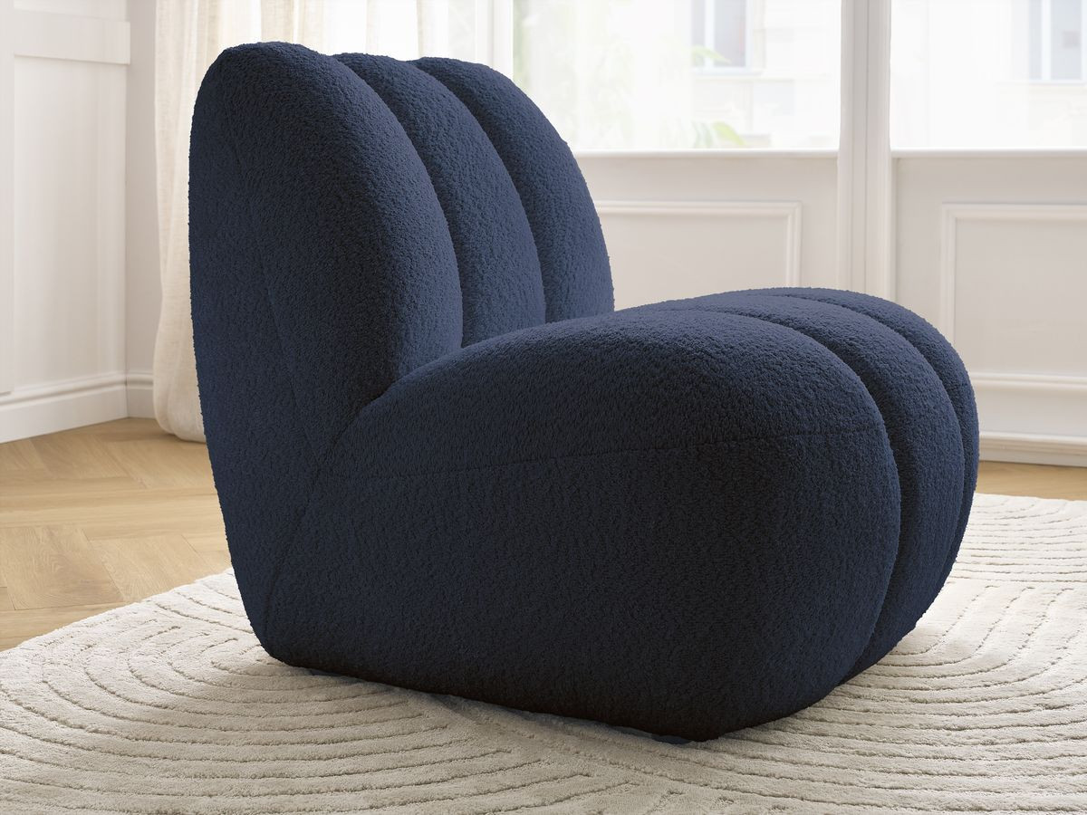 Bobochic Janissaire Sessel 81 × 90 cm Bouclé-Stoff Dunkelblau