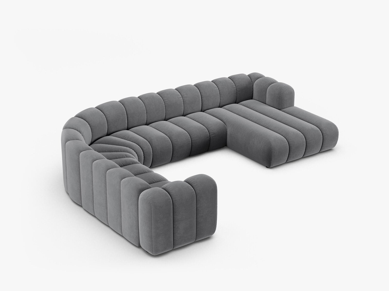 Micadoni Modulares Panorama Ecksofa Lupine 6-Sitzer Links Samt Salvador Grau