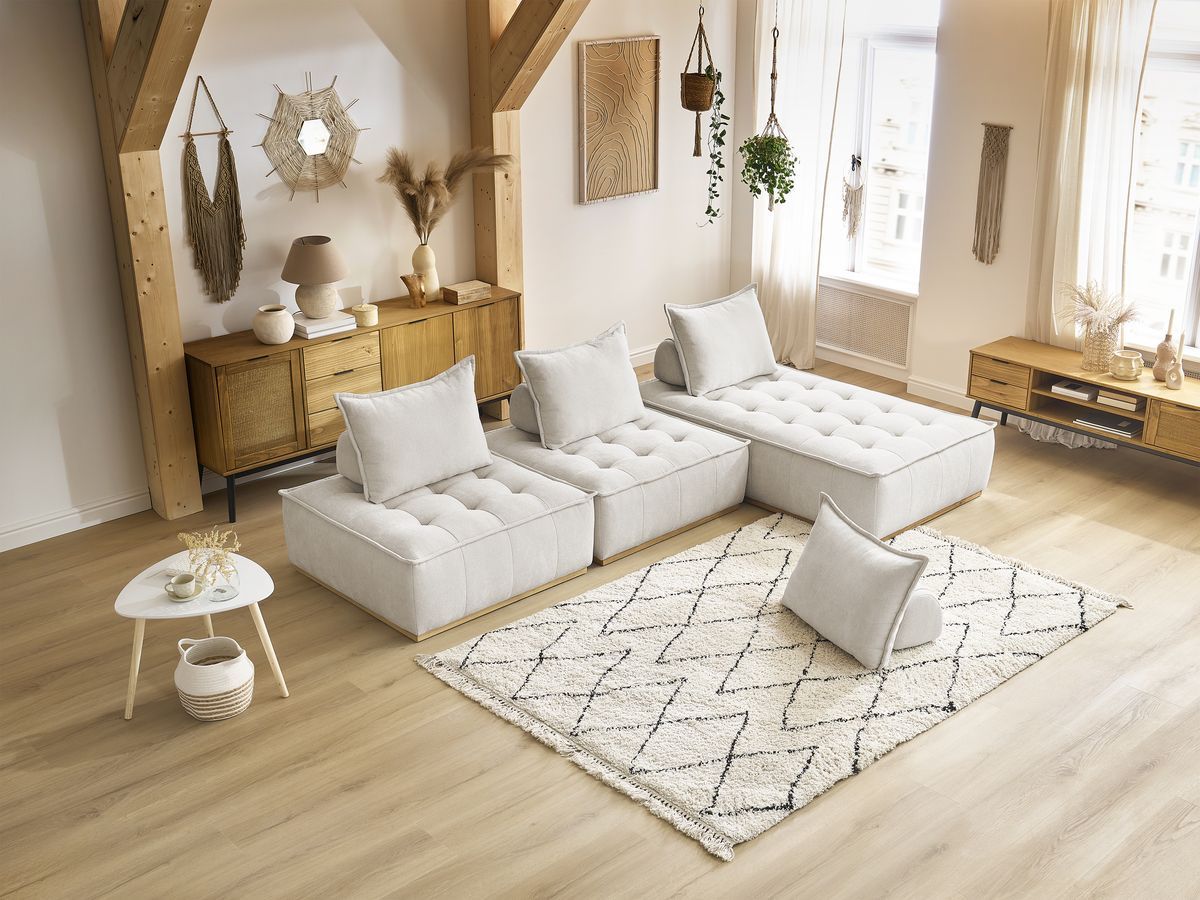 Bobochic Elisa Ecksofa Strukturstoff Weiß