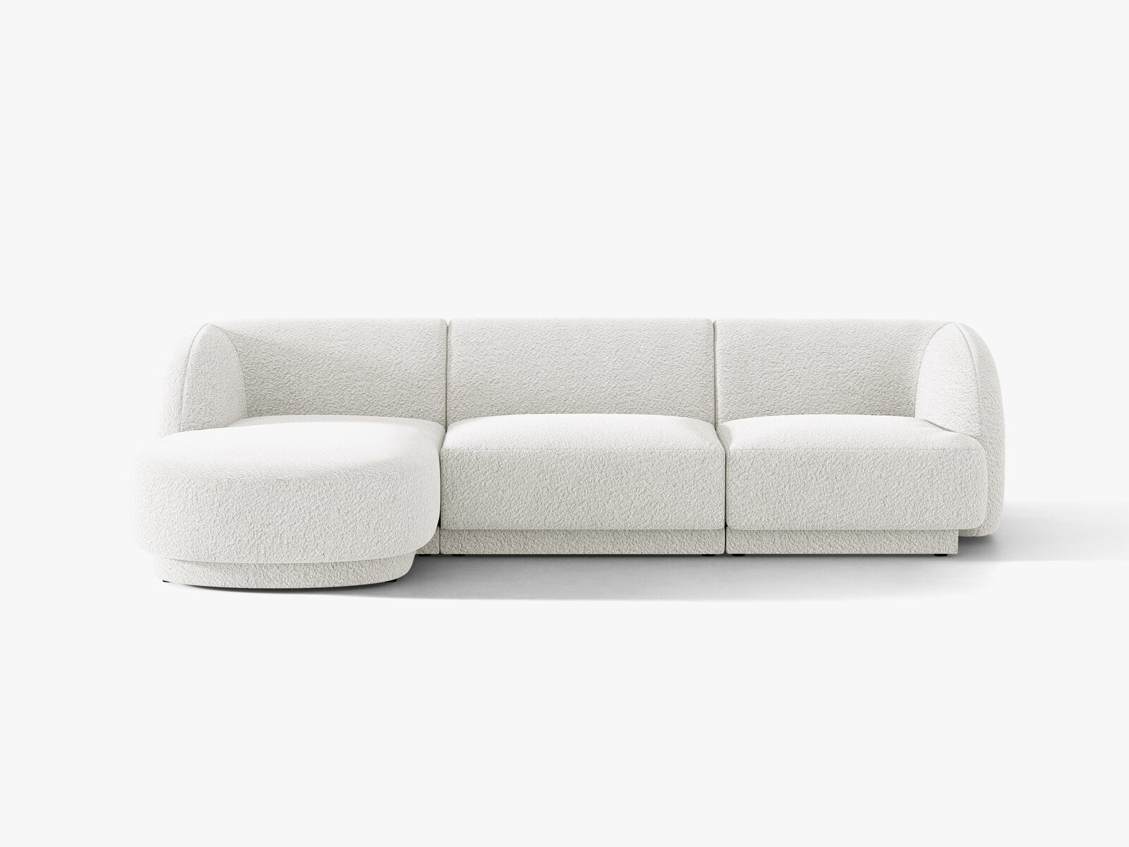 Micadoni Ecksofa Miley 4-Sitzer Links Boucle Baloo Weiß