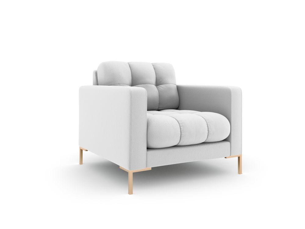 Cosmopolitan Design Sessel Bali Strukturierter Stoff Neve Hellgrau Beine Gold