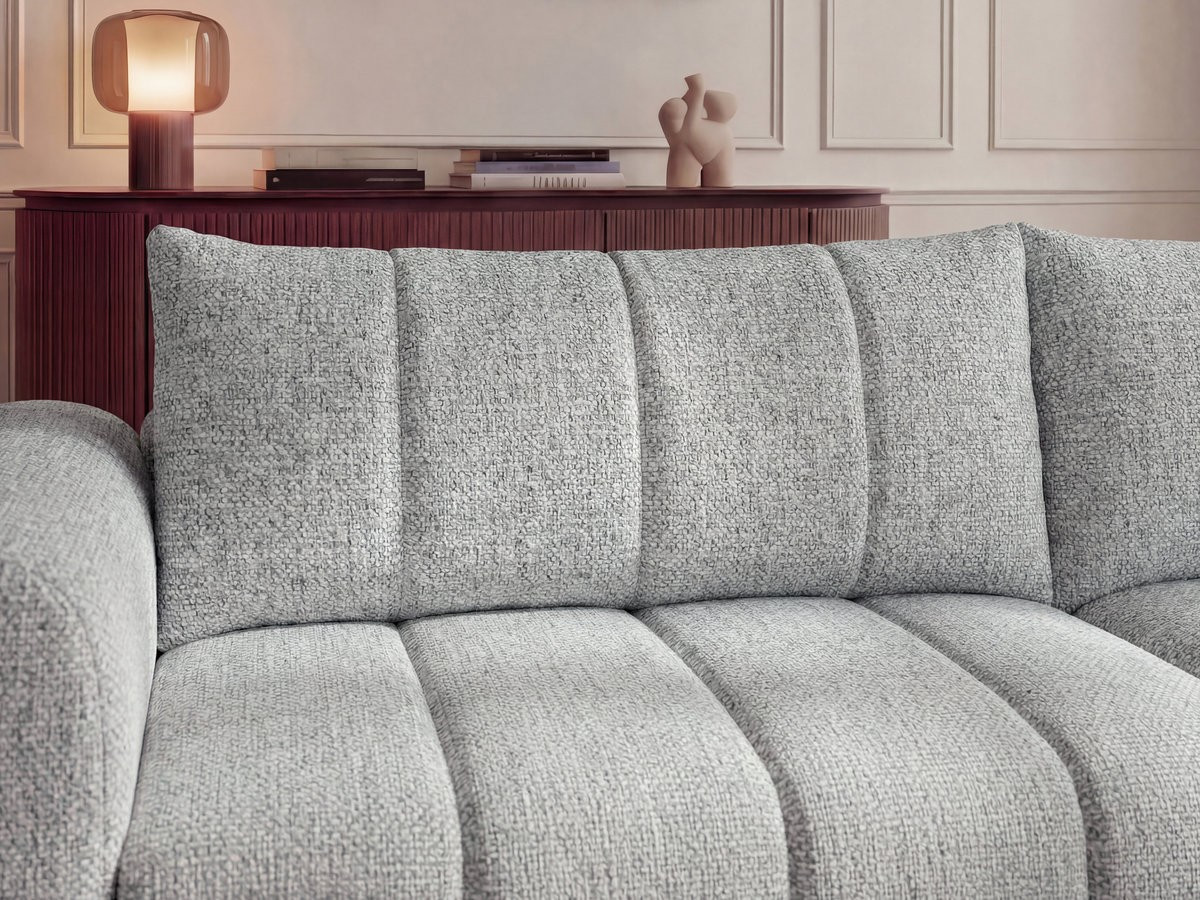 Bobochic Nesty Ecksofa 272 cm mit Pouf Melange-Stoff Hellgrau Ecke rechts