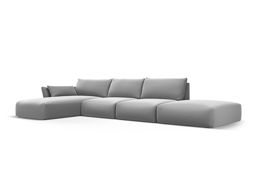 Cosmopolitan Design Ecksofa Matera 5-Sitzer offen Samt Salvador Grau Links