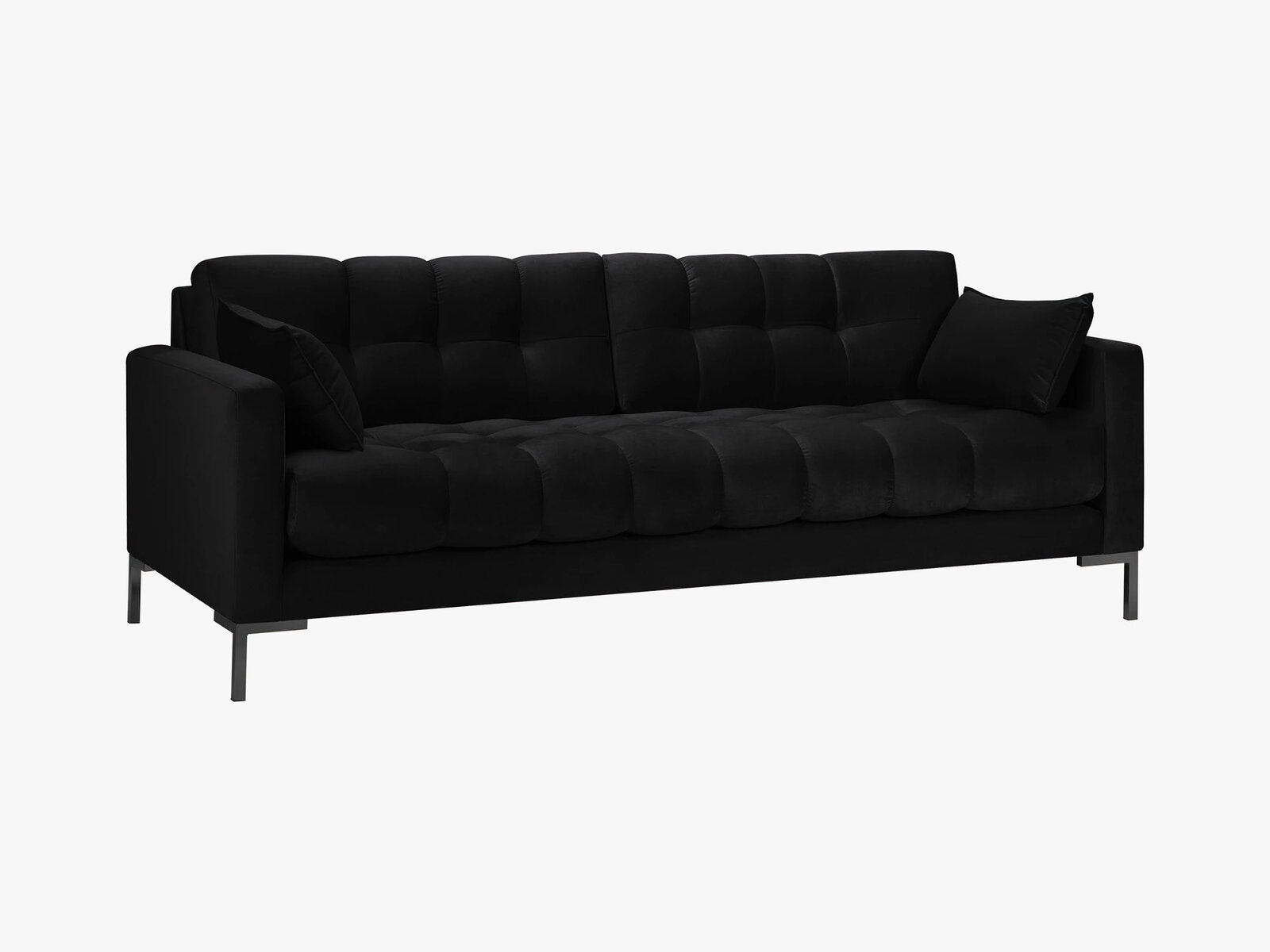 Micadoni Sofa Mamaia 3-Sitzer Samt Bluvel Schwarz schwarze Beine