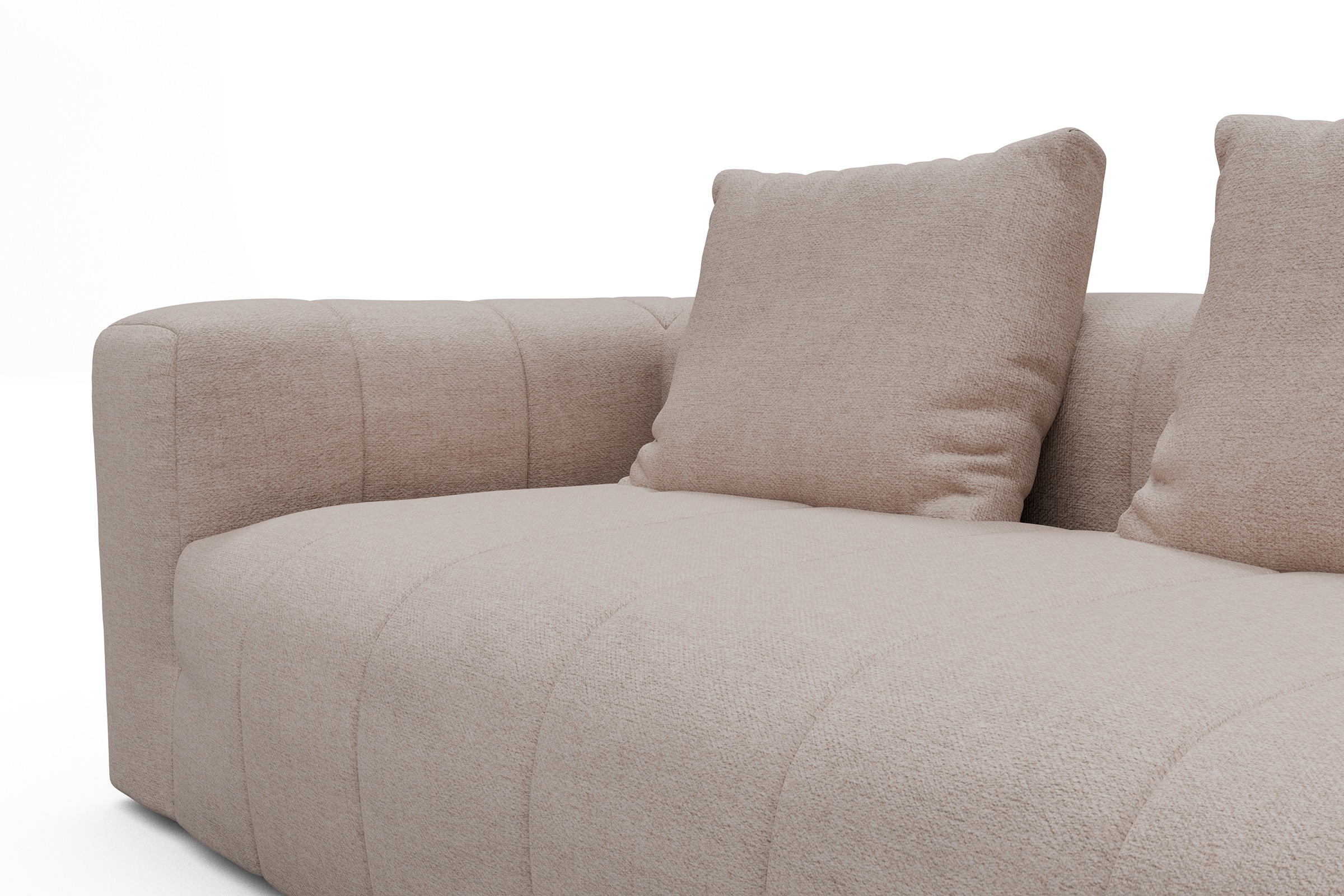 Ecksofa Hugo 2,5-Sitzer Armlehne links mit Chaiselongue Weda-Sand