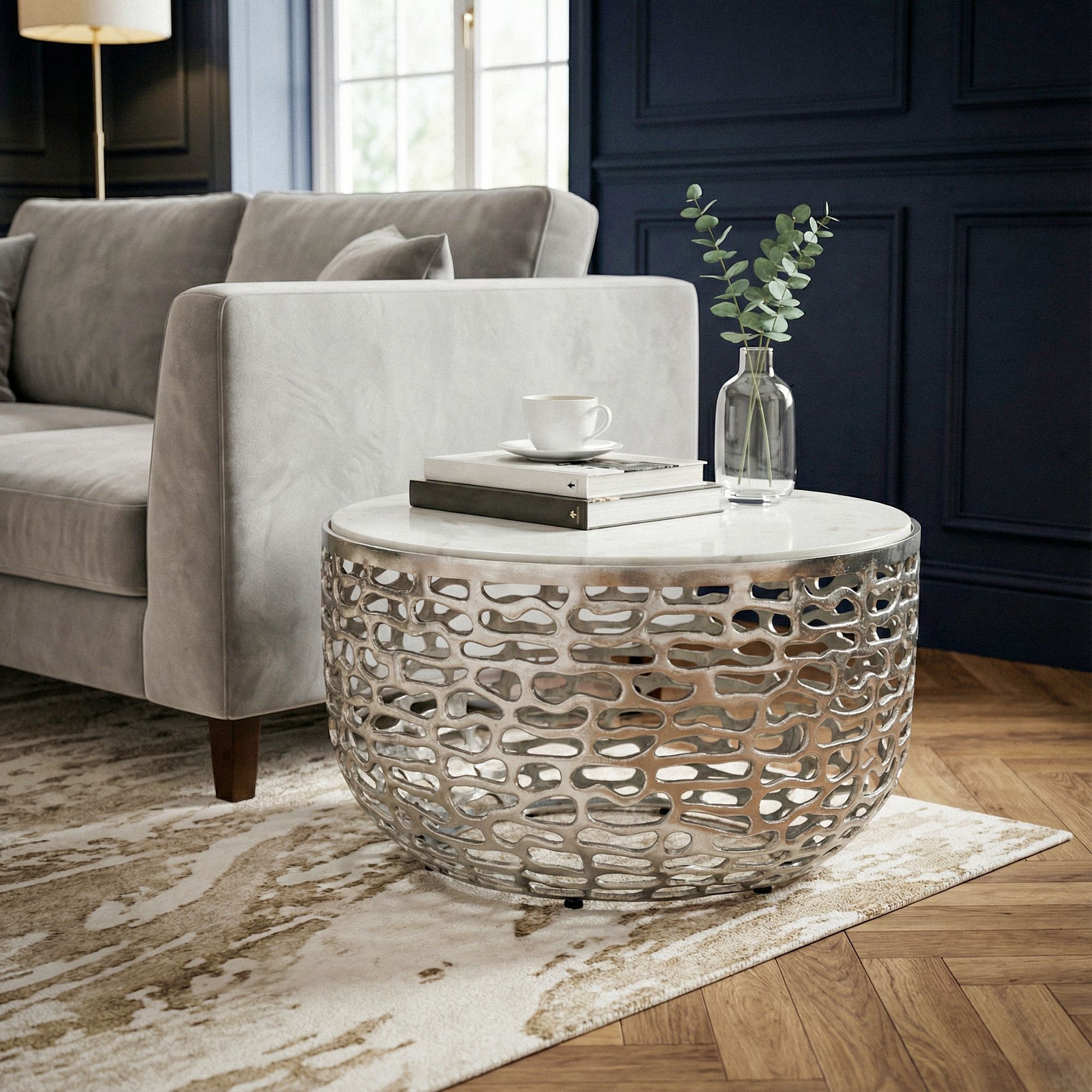 Couchtisch Sandve Marmor Silber Ø 60 cm