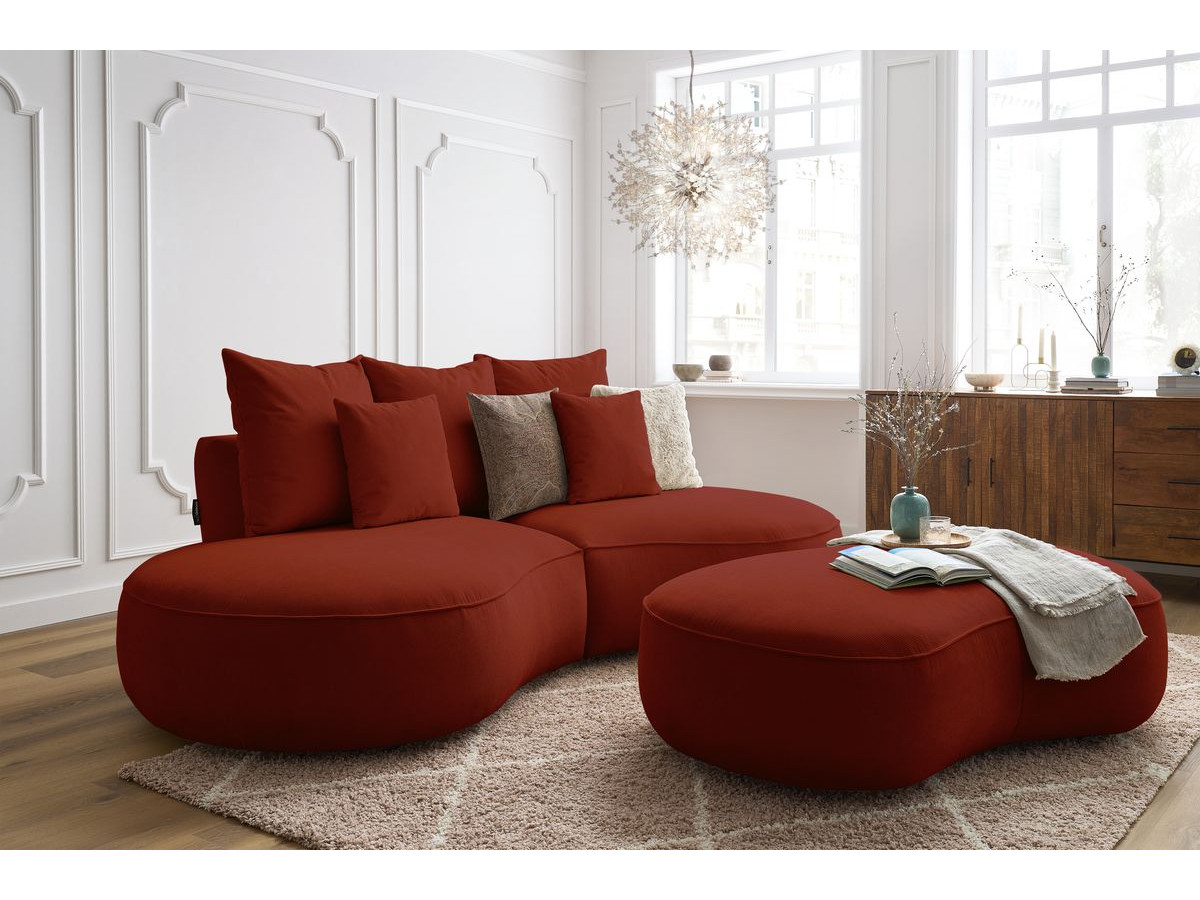 Bobochic Saint-germain Sofa 5-Sitzer mit Pouf Strukturstoff Rot