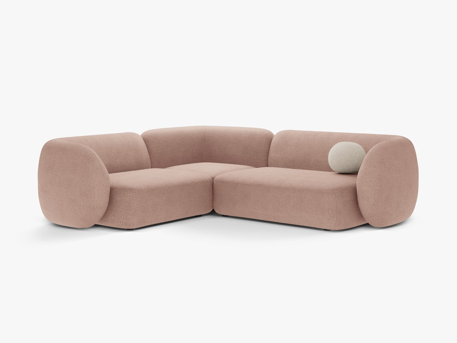 Micadoni Ecksofa Kate 4-Sitzer Links Boucle Puderrosa