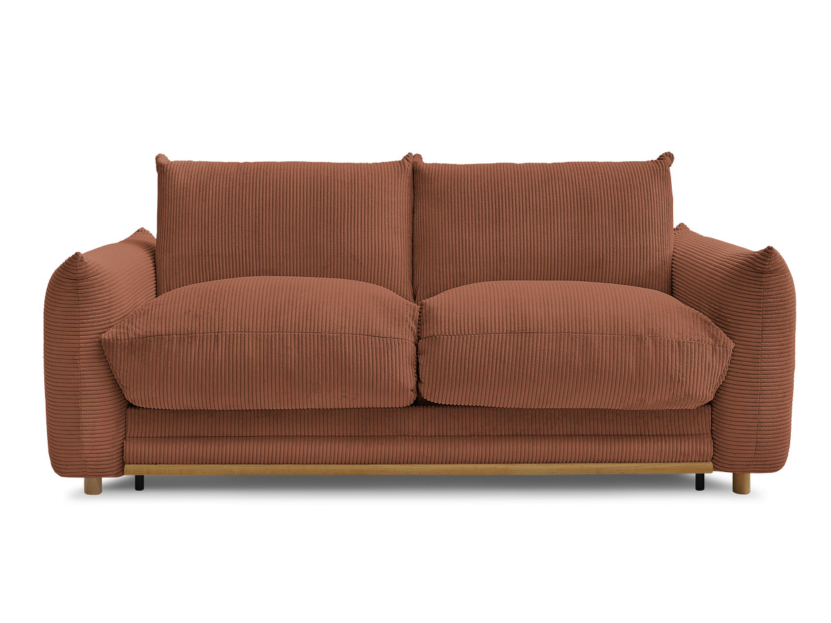 Bobochic Ernest Schlafsofa 3-Sitzer, Liegefläche 140 / 160 × 190 cm Cordsamt Orange, Liegefläche 160 × 190 cm