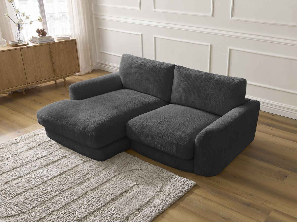 Bobochic Leonore Ecksofa Strukturstoff Schwarz Ecke links