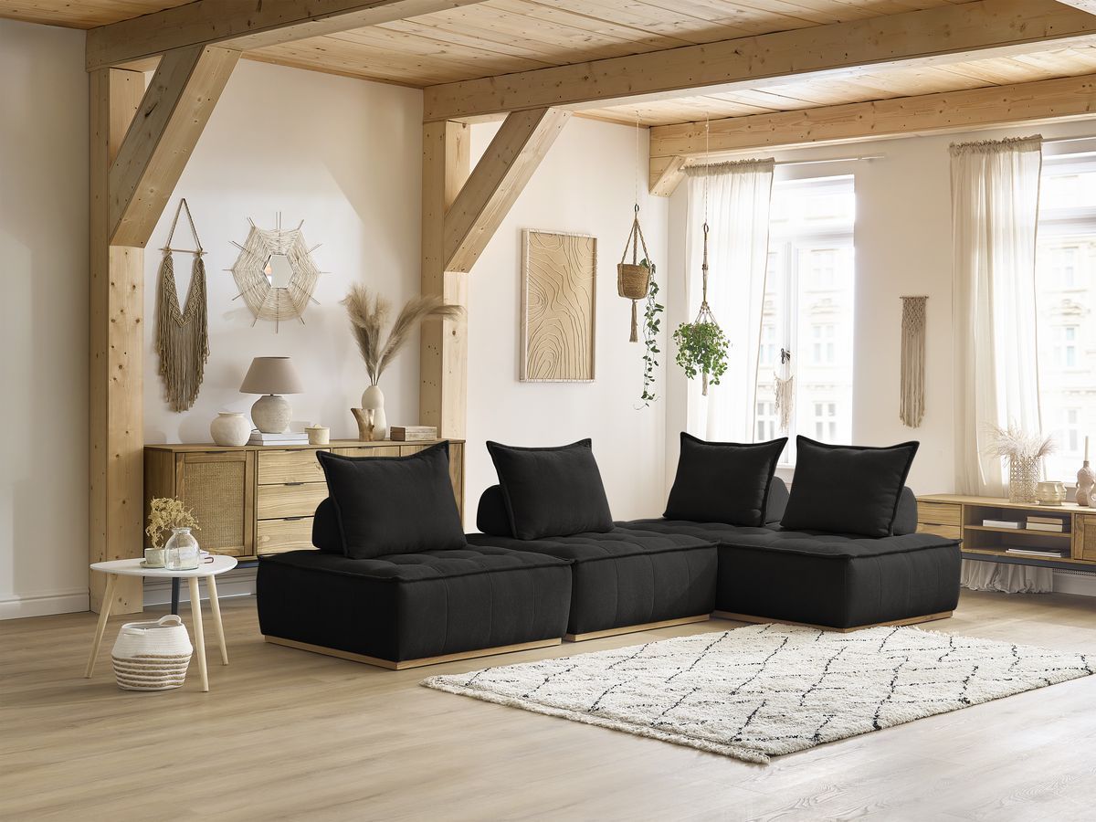 Bobochic Elisa Ecksofa Strukturstoff Schwarz