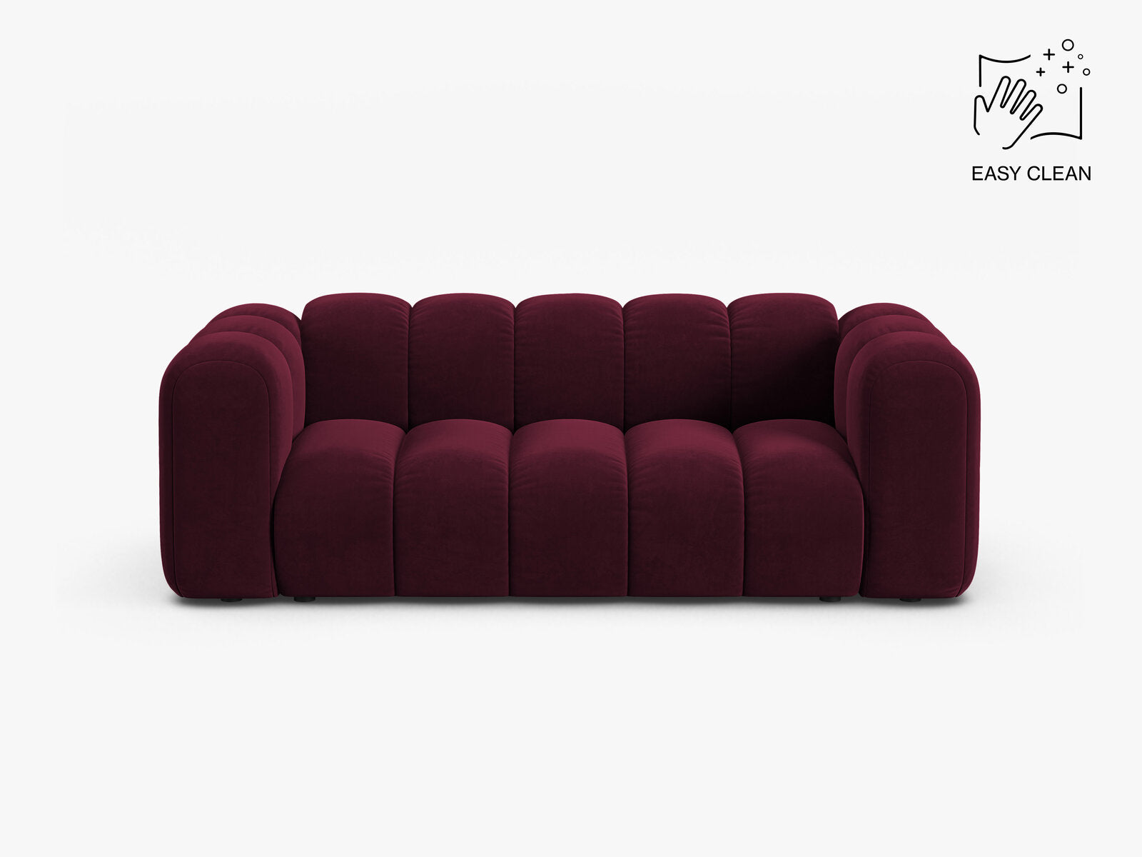 Micadoni Sofa Lupine 2-Sitzer Samt Venus Burgunder