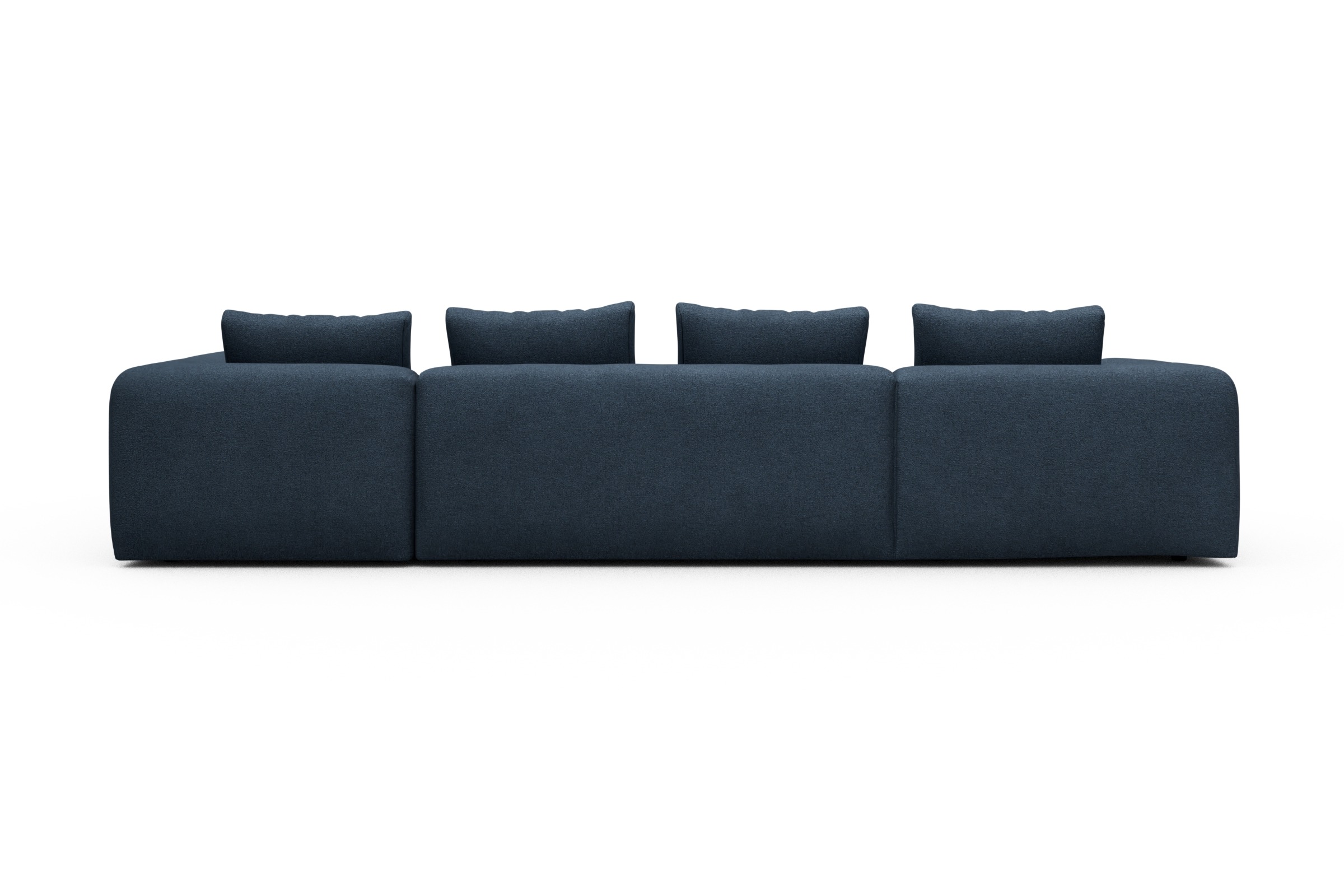 Wohnlandschaft Fred Chaiselongue links mit 2-Sitzer und lange Armlehne rechts Boucle-Blue