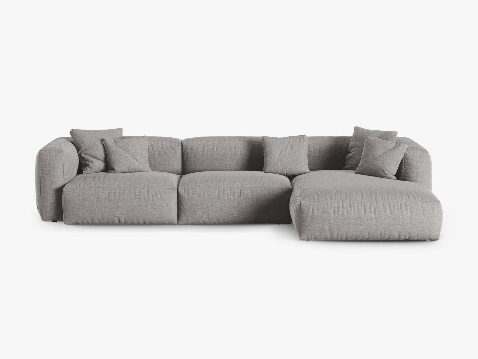 Micadoni Ecksofa Martina 3-Sitzer 90cm Sitztiefe Rechts Strukturierter Stoff Boston Hellgrau