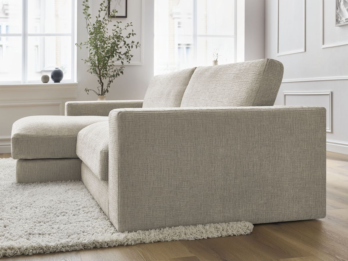 Bobochic Leonard Ecksofa 234 × 159 cm Strukturstoff Beige Ecke links