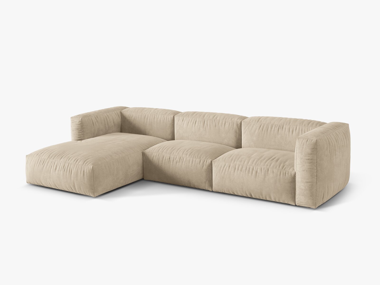 Micadoni Ecksofa Martina 3-Sitzer Links Samt Vogue Helles Beige