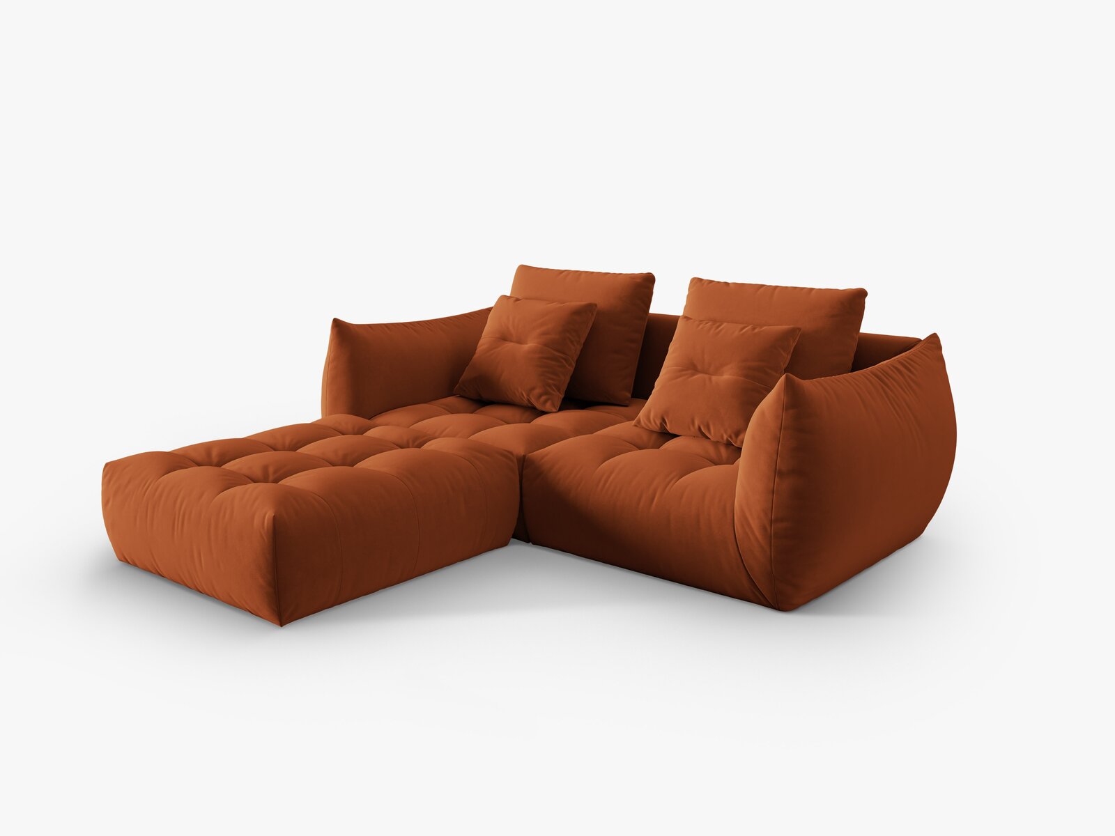 Micadoni Ecksofa Bloom 3-Sitzer Samt Terrakotta