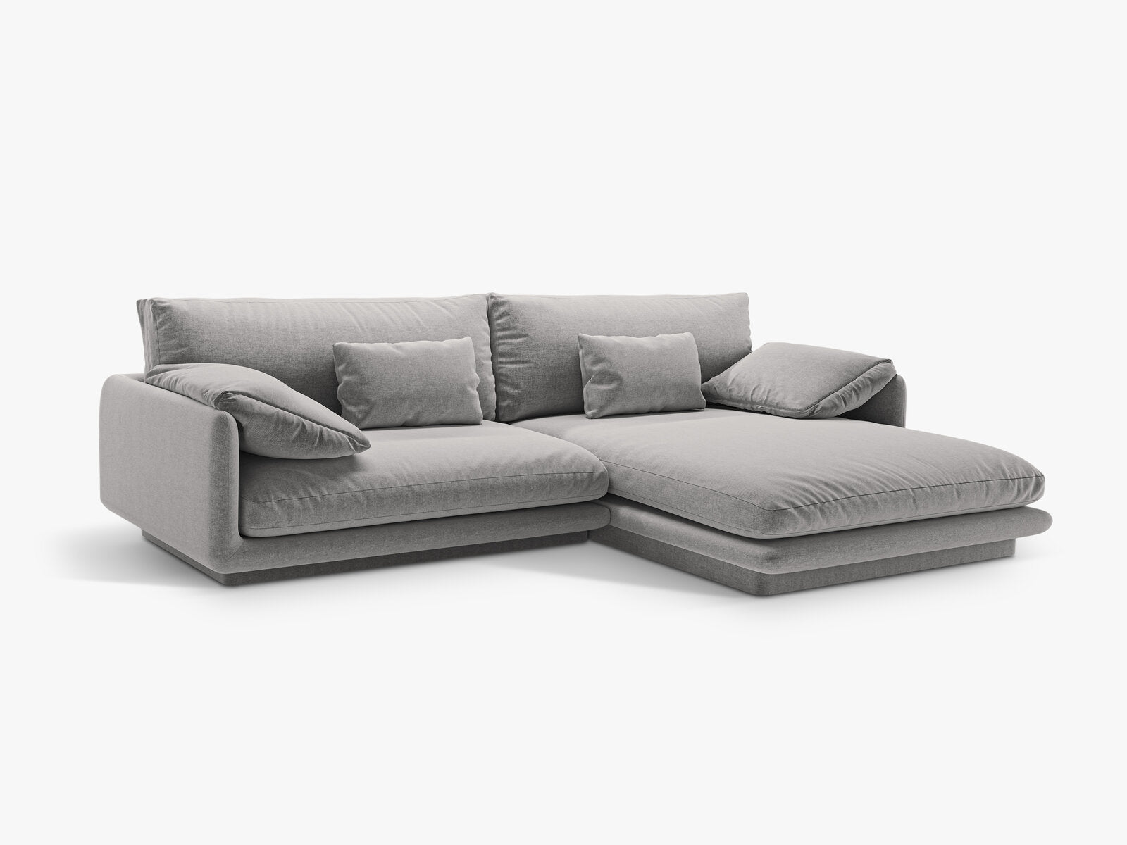 Micadoni Ecksofa Torino 4-Sitzer Rechts Strukturierter Stoff Hellgrau