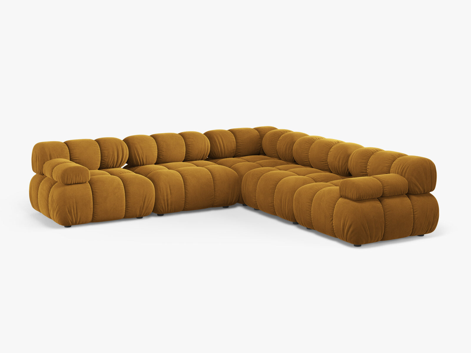 Micadoni Symmetrisches Ecksofa Bellis 5-Sitzer Samt Bluvel Gelb