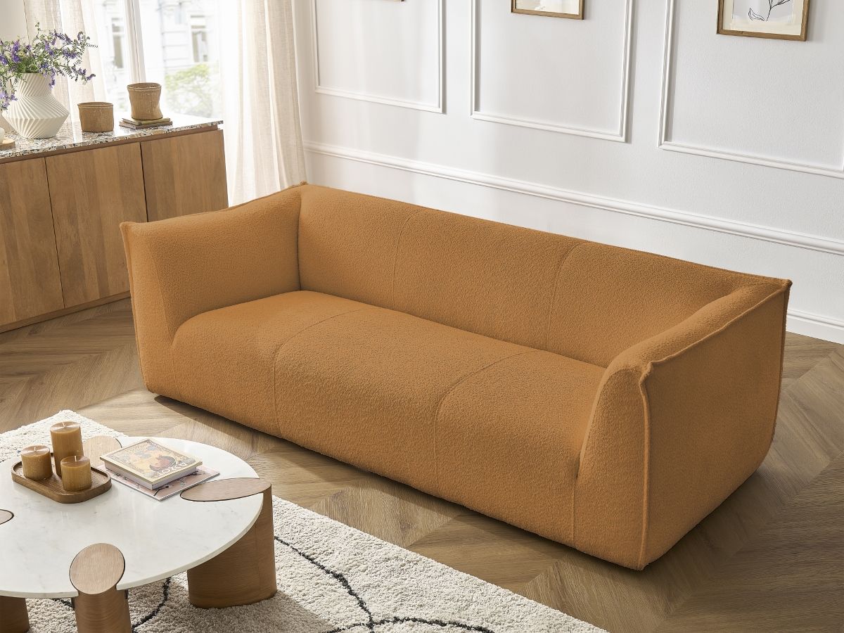 Bobochic Giorgia Sofa 3-Sitzer Bouclé-Stoff Gelb