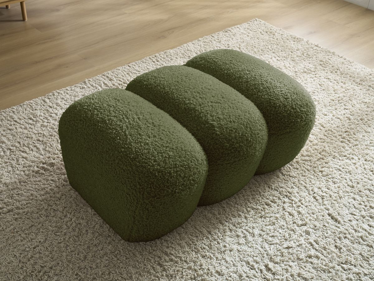 Bobochic Hippolyte Pouf Bouclé-Stoff Grün