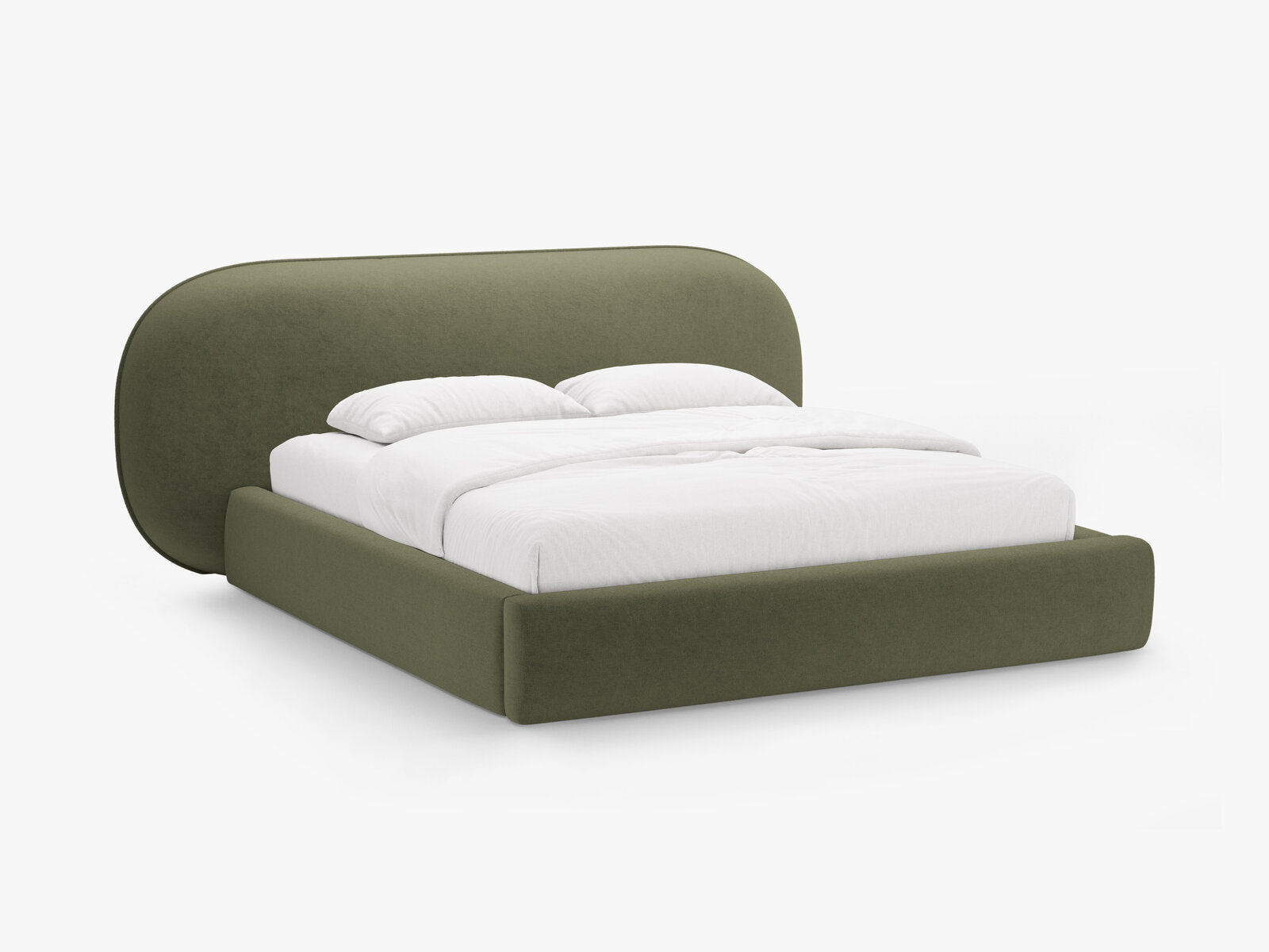 Micadoni Stauraumbett mit Kopfteil Ovalo Chenille Perfect Harmony Grün 180x200