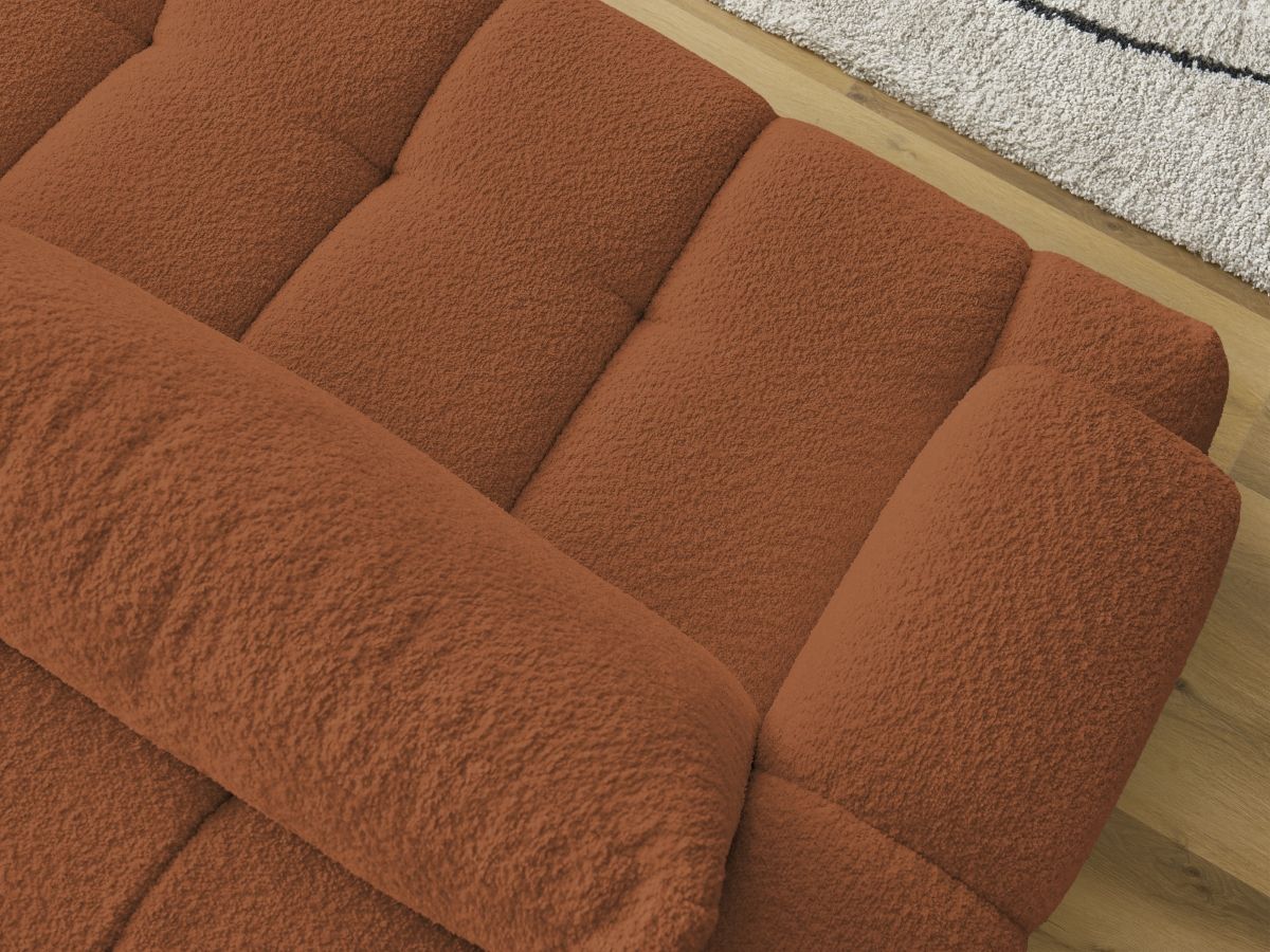Bobochic Fuji Schlafsofa 3-Sitzer mit Bettkasten Bouclé-Stoff Orange